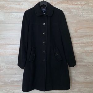 Long Black Wool Coat Wool Cashmere Blend Size 10